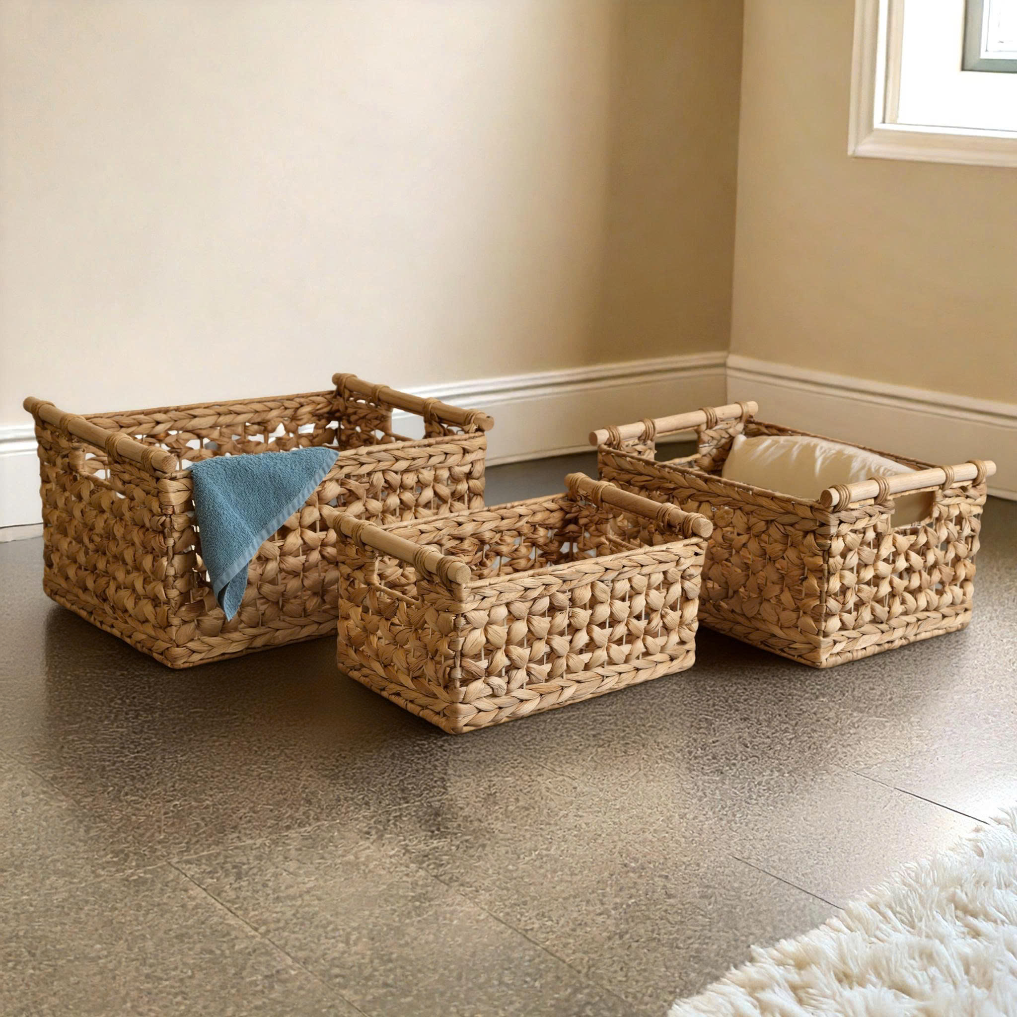 BỘ 3 SỌT LỤC BÌNH CHỮ NHẬT ĐAN HOA THỊ MÀU TỰ NHIÊN